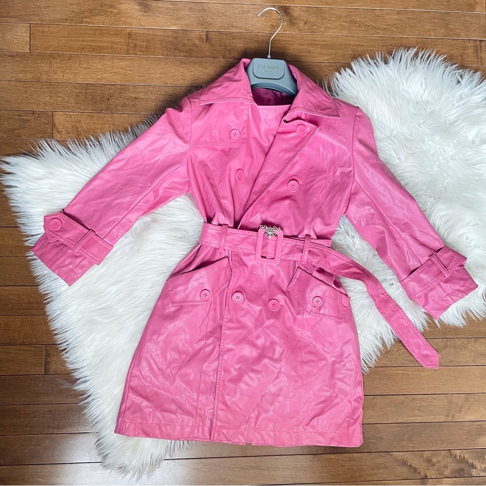 Bubblegum Prada Short Trench Coat